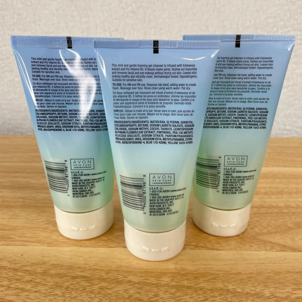 Lot of 3 Avon Elements Purifying Gel Cleanser 150ml 5oz Edelweiss Pro-Vitamin B5